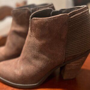 CARLOS by Carlos Santana Everett Ankle Booties Brown Microsuede